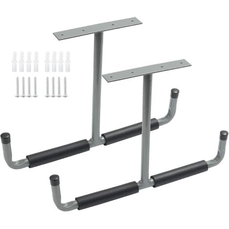 Gancio per garage, gancio doppio per bici, gancio portaoggetti in acciaio da parete con rivestimento antiscivolo in EVA, ganci portaoggetti per attrezzi, biciclette, sedie pieghevoli, scale/ 2 pezzi/ (1/5)