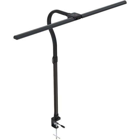 Lampada da scrivania a LED con clip a doppia estremità, regolabile a 360°, 5 livelli di regolazione, protezione per gli occhi, USB, potenza 24 W, materiale PC, nero (1/5)