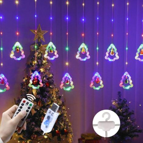 Luci di Natale a LED, luci di Natale 3D a LED da 3 m con ganci, luci di Natale per finestre, luci lampeggianti per tende da interni ed esterni (1/5)