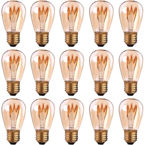 Confezione da 15 lampadine LED a filamento a spirale E27 ST45/S14 3W stile vintage luce ambra dimmerabile 2200K bianco super caldo 140lm equivalente a 25W (1/5)