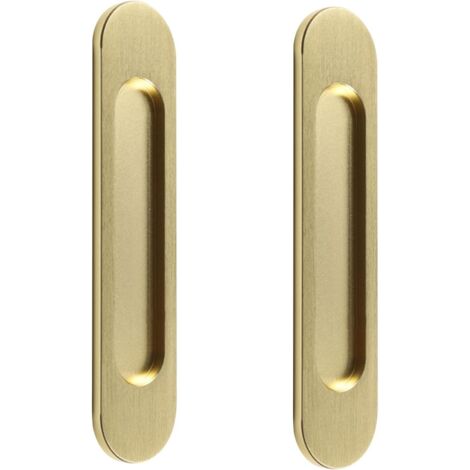Maniglia ovale autoadesiva per porta scorrevole, senza fori, adatta per porte scorrevoli, finestre, armadi (18 cm, oro spazzolato)