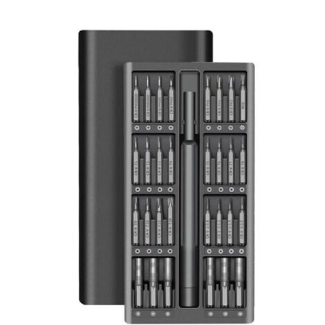 Set di cacciaviti di precisione, 33 punte in acciaio S2, custodia in alluminio, portatile, nero (1/5)