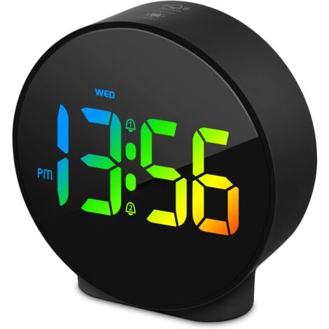 Piccola sveglia digitale a LED con visualizzazione settimanale, 2 sveglie con snooze, luminosità regolabile, piccolo orologio digitale moderno (1/5)