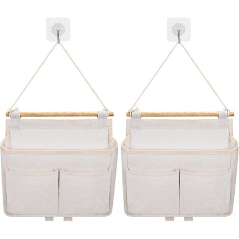 Borsa portaoggetti da parete, 2 pezzi, organizer tascabile da appendere (beige) (1/5)