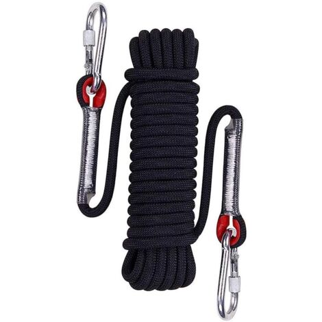 Corda da arrampicata per esterni, corda da arrampicata per esterni, corda di sicurezza in nylon intrecciato nero, 15 m