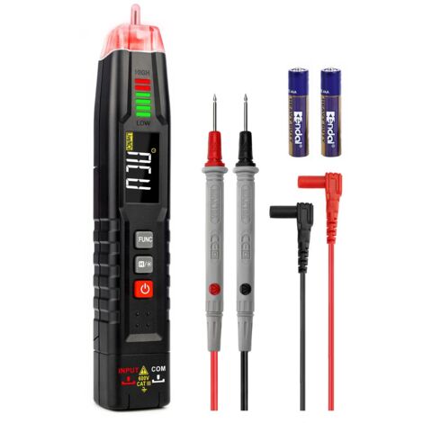 Tester di tensione multifunzione, multimetro automatico, rilevatore di tensione senza contatto, penna per tensione elettrica con schermo e torcia, resistenza, capacità, test diodi (1/5)
