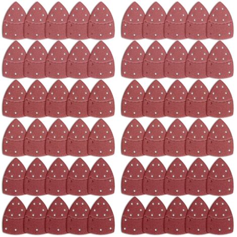 60 fogli abrasivi per levigatrice, carta abrasiva triangolare Mouse Sander, carta abrasiva per Mouse Sander per levigatrici multifunzione Bosch, 11 fori assortiti grana 40/60/80/120/180/240 (1/4)