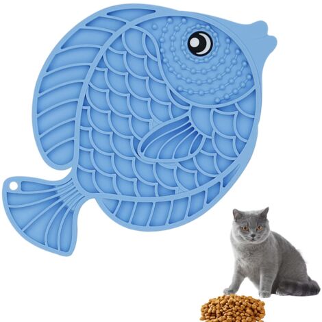Ciotola anti-ingordigia per cani, tappetino anti-leccamento per cani con potenti ventose, ciotola in silicone anti-soffoco per cani (blu)