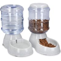 2X Distributore di cibo secco e acqua - Accessorio per gatto e cane - 2X Ciotole automatiche per cibo - per gatto, cane, coniglio - Capacità 3,8 l