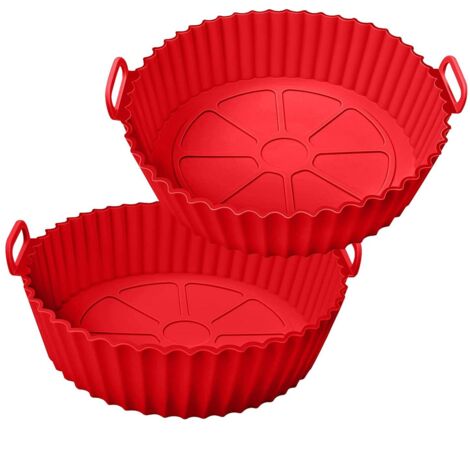 Accesorios para freidora de aire, paquete de 2, reutilizables y fáciles de limpiar, silicona, 19 cm, rojo (1/5)