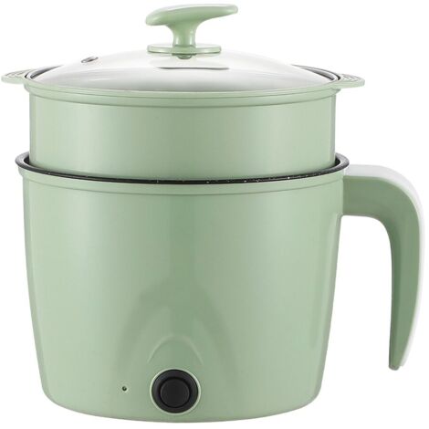 Sartén eléctrica, 600W-800W, 1L-2L, 2 capas, antiadherente, con tapa, 2 niveles de cocción, verde (1/5)