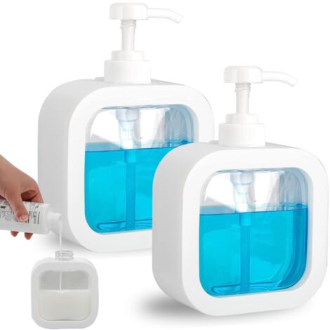 2 dispensadores de jabón líquido para cocina, lavavajillas y manos, 300 ml, gel de ducha y champú, rellenables, lavavajillas y ducha. (1/4)