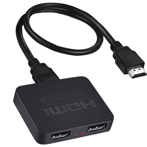 Divisor de vídeo HDMI 4K, 1 entrada, 2 salidas, 3840 x 2160 p, 60 Hz, compatible con HDCP/3D, fuente de alimentación microUSB de 5 V y 1 A, color negro (1/5)