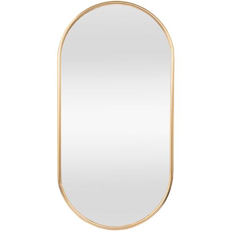 Espejo de pared ovalado para dormitorio, baño, entrada, sala de estar, 40 x 60 cm (dorado)