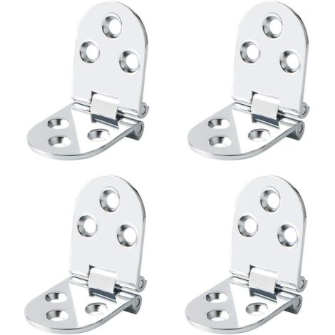 Bisagras para mesa plegable, conector plegable, herraje para muebles, acero inoxidable, plegable 180 grados, 2 mm de grosor, acabado cromado, 4 unidades, color plateado