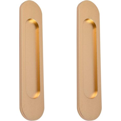 Tirador de puerta corredera ovalado autoadhesivo, sin perforaciones, apto para puertas corredizas de granero, ventanas y armarios (18 cm dorado mate)