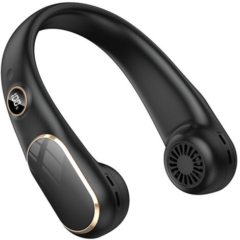 Ventilador de cuello portátil, silencioso, con banda para el cuello, ideal para deportes, viajes y exteriores (negro) (1/5)