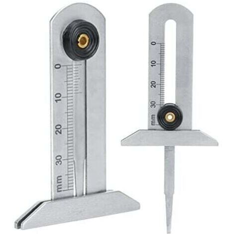 Medidor de desgaste de neumáticos, medidor de profundidad de neumáticos de acero inoxidable, regla de seguridad para neumáticos de 0 a 30 mm para automóviles y motocicletas. (1/5)