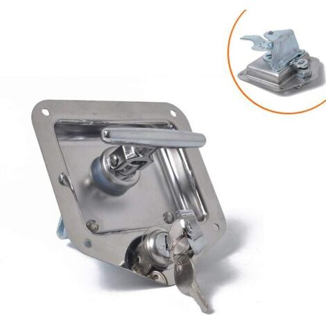Cerradura de acero inoxidable en forma de T para remolque, caravana, viaje, caja de herramientas antirrobo, manija de puerta para caravana, camión, campamento, autocaravana, coche patrulla (1/5)