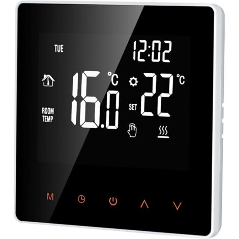 Termostato digital de 16 A - Pantalla LCD - Pantalla táctil - Programable - Para el hogar, la escuela, la oficina, el hotel, blanco