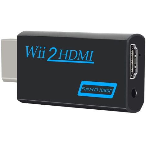Adaptador HDMI para Wii, convertidor de Wii a HDMI, compatible con todos los modos de pantalla de Wii con salida de audio de 3,5 mm y HDMI (negro) (1/5)
