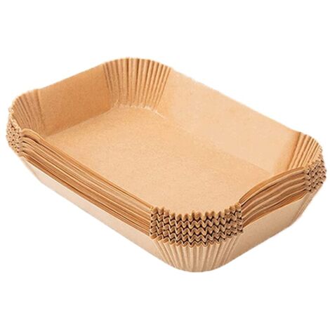 Paquete de 100 bandejas desechables para hornear en AirFryer, 22 x 14 x 4,5 cm, color marrón (1/5)