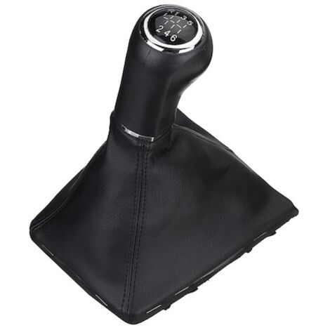 Tuerca de palanca de cambios con funda, cuero sintético, con marco, compatible con Opel Astra H, 6 velocidades, ABS/cuero, negro (1/5)
