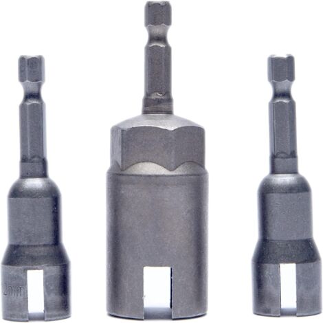 Juego de 3 destornilladores eléctricos para tuercas de mariposa, brocas ranuradas, llave de tubo, vástago hexagonal de 1/4" (19 mm, 12 mm) (1/5)