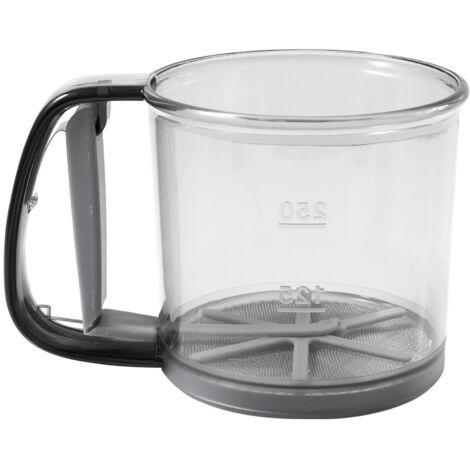 Tamiz de harina transparente de mano, visible con escala, tamiz semiautomático antiadherente, tamiz para hornear de gran capacidad (1/5)