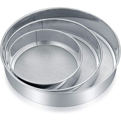 Tamiz de harina de acero inoxidable, tamiz de azúcar glas, tamiz de harina, tamiz de cocina de malla fina, espolvoreador de harina para hornear y cocinar - 3 piezas, 3 tamaños (1/5)