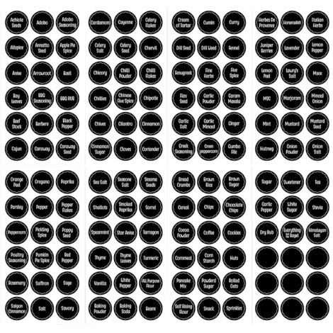 Paquete de 144 etiquetas autoadhesivas para tarros de especias, 13,5 x 26,7 cm, color negro (1/5)