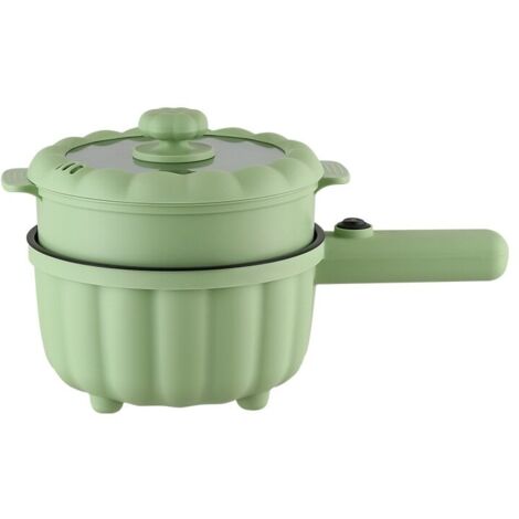 Sartén eléctrica, 1 L-2 L, 600 W, antiadherente, con tapa, 2 niveles de cocción, verde (1/5)