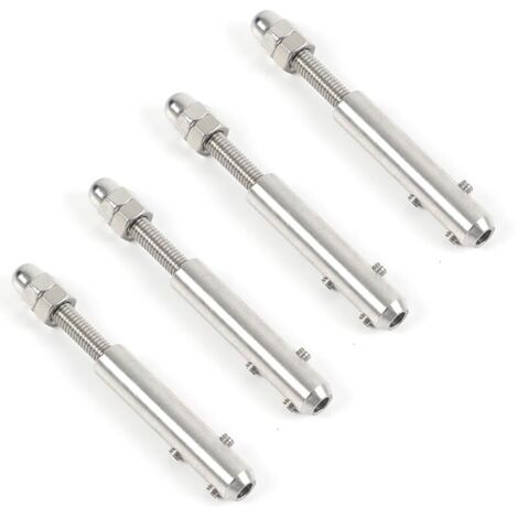 Terminal de cable de acero de 4 mm, terminal de tornillo para cable de acero, 4 piezas y llave en L, tensor de cable de acero inoxidable para fijación de cuerdas tensoras.