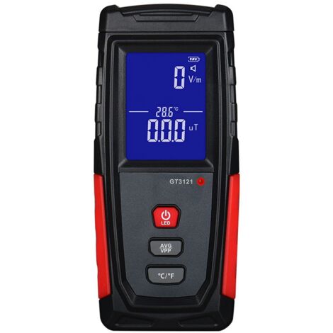 Comprobador de radiación electromagnética para campamento, recargable, LCD, negro/rojo (1/4)