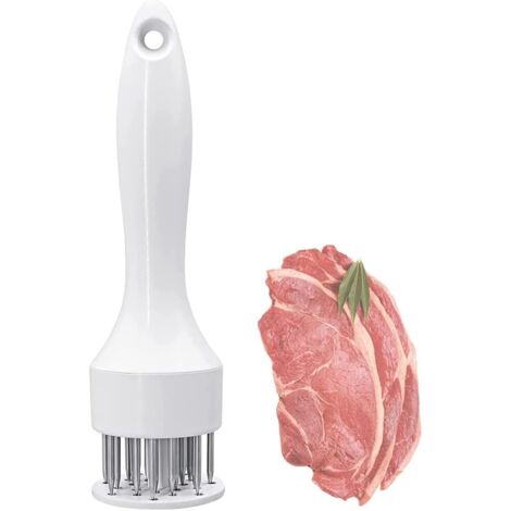 Ablandador de carne de acero inoxidable, martillo manual para carne, ablandador de carne (blanco) (1/5)