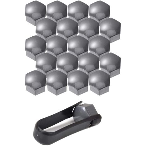 Cubretuercas de 17 mm, 20 unidades, tapas protectoras hexagonales para tuercas de rueda, universales (grises)