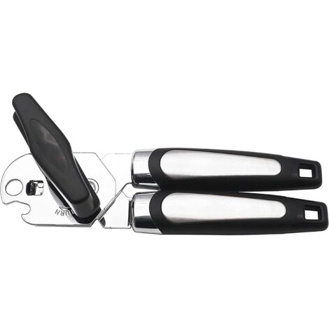 Abrelatas manual, mango antideslizante, corte seguro, fácil de abrir, abrebotellas multifunción, abrelatas de acero inoxidable de grado alimenticio para cocina y restaurante. (1/5)