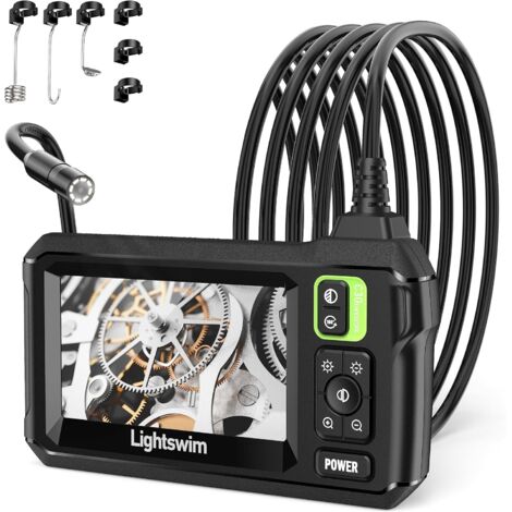 Cámara de inspección endoscópica industrial, boroscopio IPS de 4,3" para alcantarillado, cámara impermeable IP67 con 8 luces LED y cable semirrígido de 5 m.