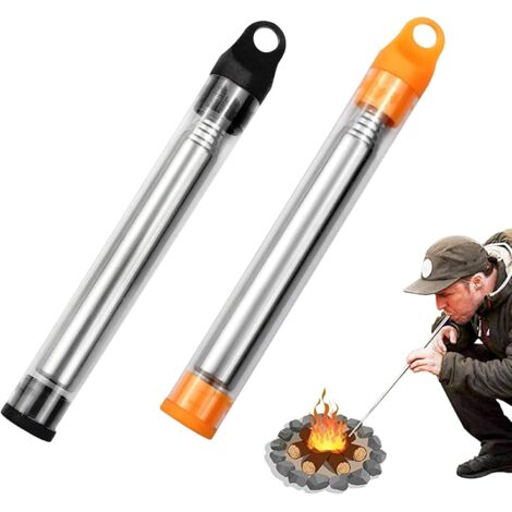 Fuelle de bolsillo de acero inoxidable, paquete de 2, de ocho secciones, para camping, barbacoa y picnic.