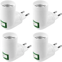 4 piezas E27 con interruptor, portalámparas para obra, CA 220 V, adaptador para lámpara de pared, cocina, portalámparas LED (blanco)