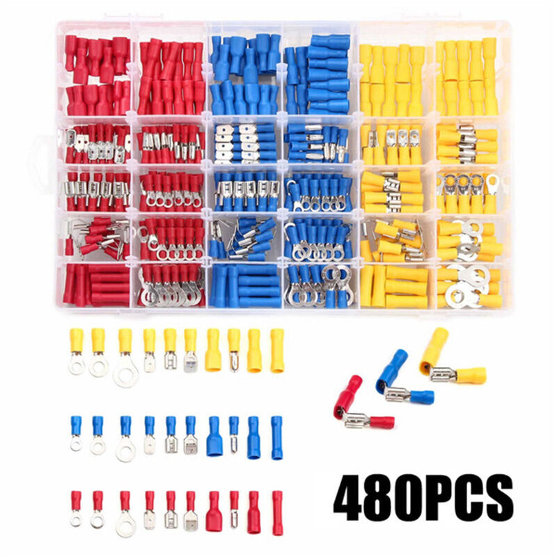Cosses Electriques Isolée A Sertir 280 PCS, Kits, Assortiment Connecteurs Ronde Cosses Plates