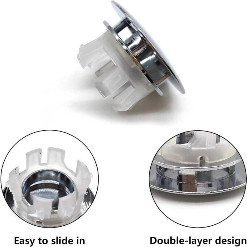 Bague De Trop-plein Lavabo, Anneau De Trou De Trop-plein En Plaqué ABS Diamètre Mm. 19