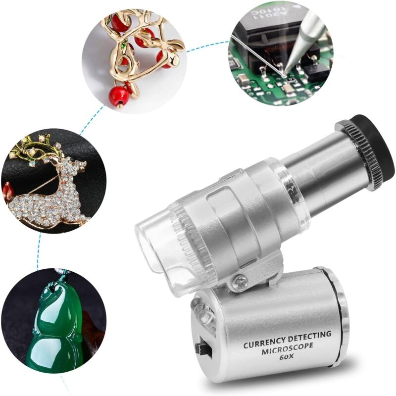 Loupe de Microscope de grossissement de LED 60X pour bijoux et monnaie Loupe de Microscope de grossissement de LED 60X pour bijoux et monnaie