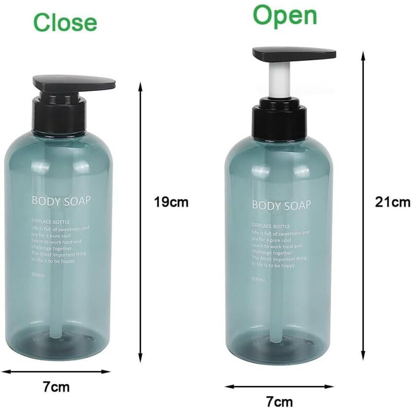 Segus Distributeur Shampoing, 500ml 3 Pièces Flacon Pompe Vide, Distributeur Savon en Plastique avec Étiquette, Accessoires de Salle de Bain