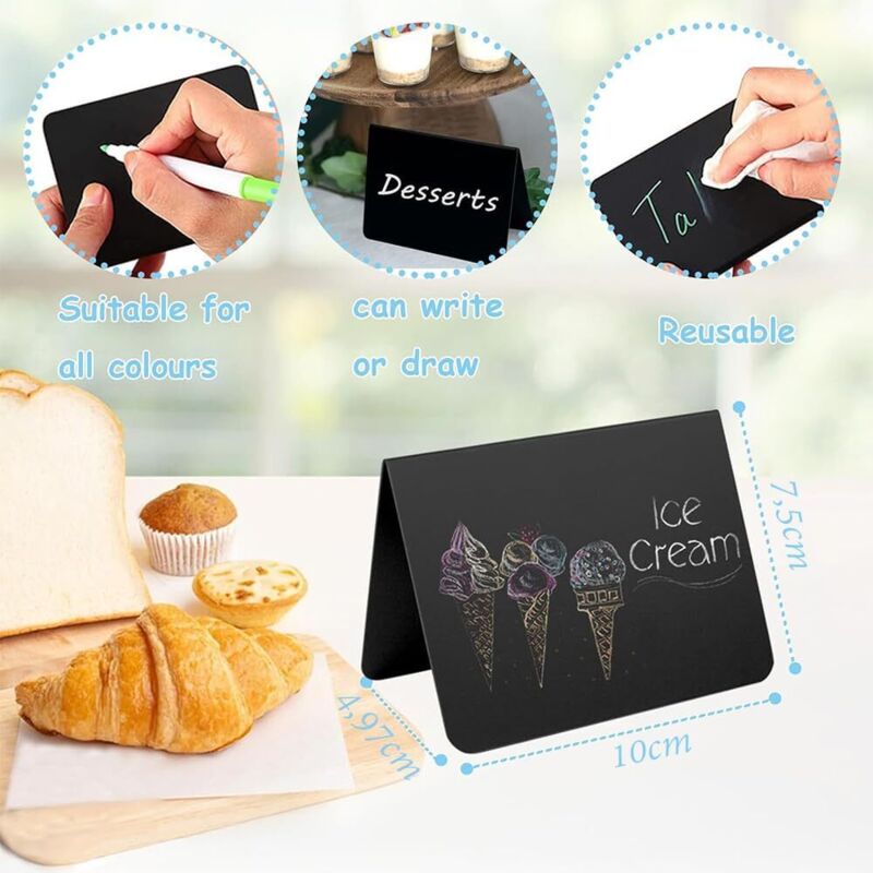 12 Mini Tableaux Noirs 10x7cm Avec Stylos, Gomme Et Chiffon - Étiquettes Réutilisables