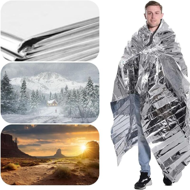 Couverture De Survie Réfléchissante Aluminium - Urgence, Randonnée, Premiers Secours - Argentée 210x130cm