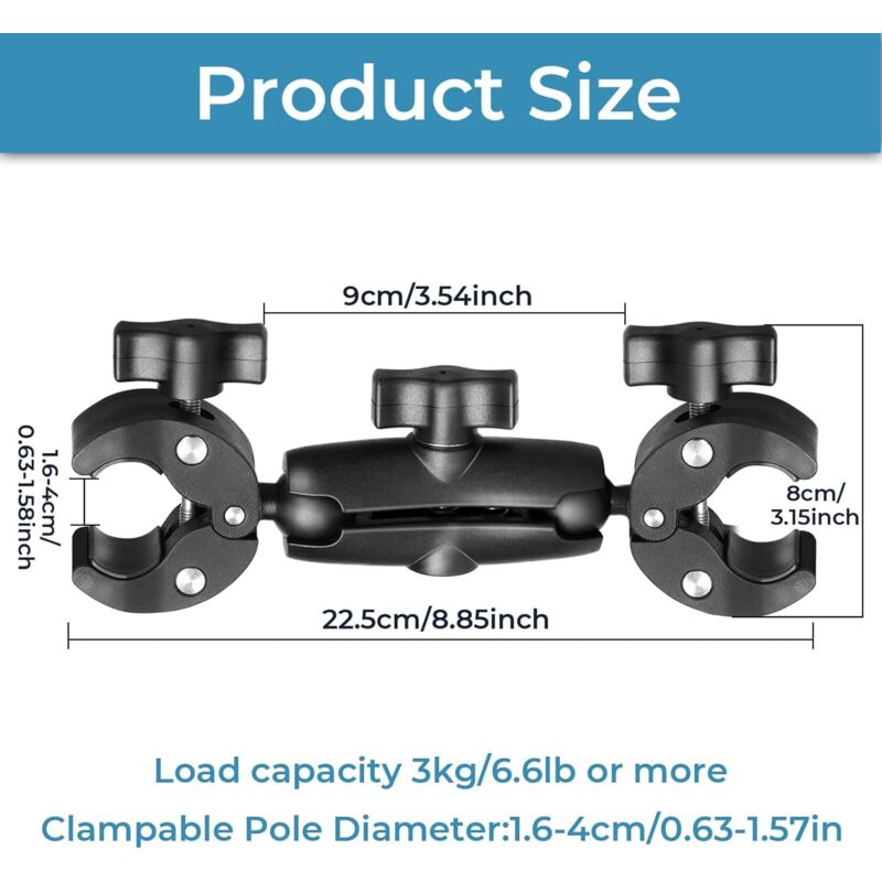 Double Pince Universelle Sequpr Pour Appareil Photo – Support Rotatif 360° Pour Trépied, Réflecteur, Moto