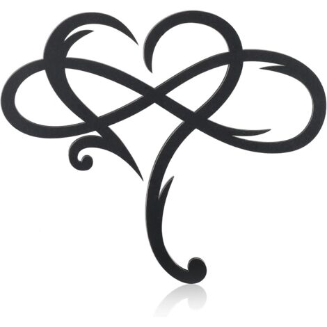 Sollbry Décoration murale en forme de cœur infini, décoration murale unique en métal, signe d'amour, plaques murales en acier, ornements de chambre à coucher pour la maison, le mariage, la chambre, le (1/4)