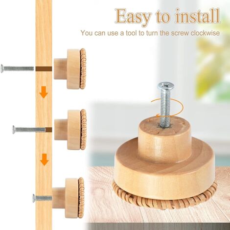 CIWEI 8 PièCes Boho Rotin Commode Boutons Bois Tiroir Boutons