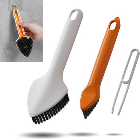 Sollbry Brosse Nettoyage 3 en 1, Brosse de Nettoyage multifonctionnelle, Brosse Cuisine avec Clip, Brosse Salle de Bain Nettoyage, Cleaning Brush pour Salle de Bain Cuisines carrelages et gouttières（2 (1/5)